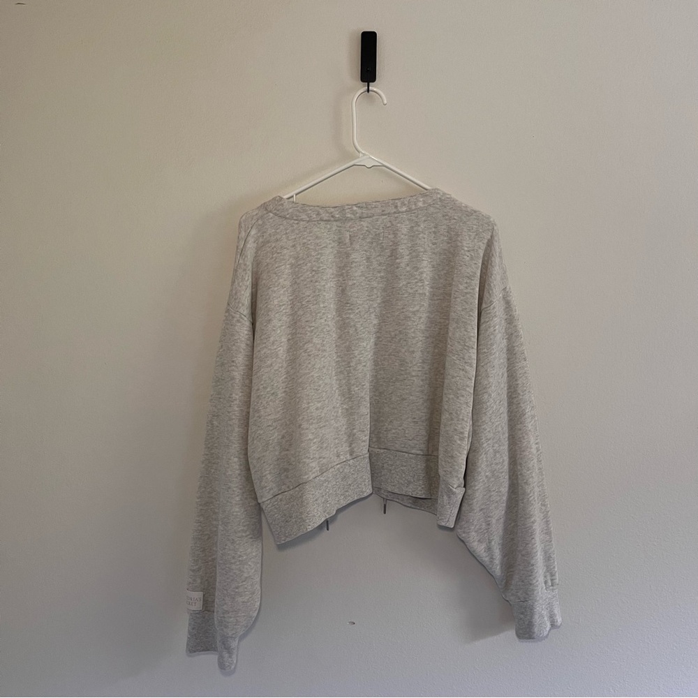 Victoria’s Secret • Light Heathered Gray Lace-Up Women's Sweater - Picture 4 of 4